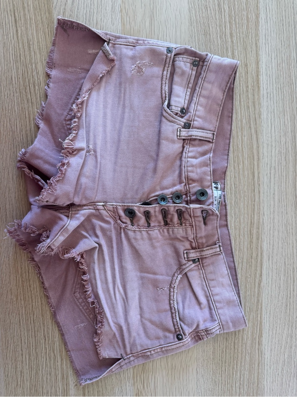 Free People Distressed Button-Fly Cut-Off Shorts | Dusty Rose/Mauve | Size 25